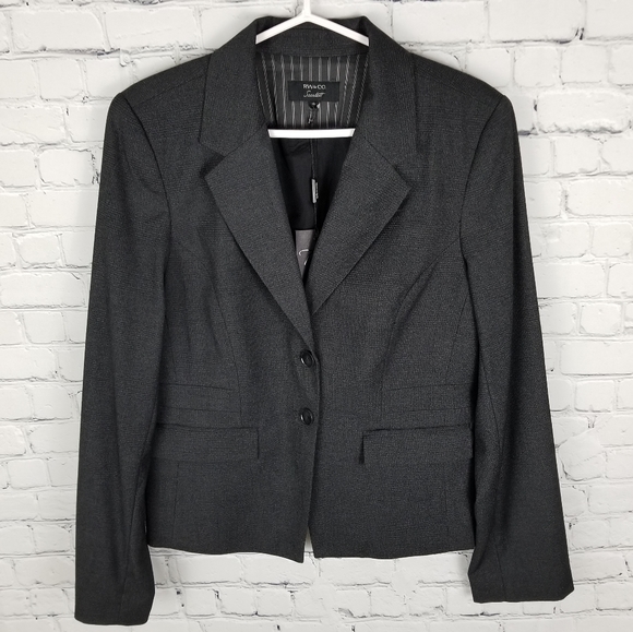 RW&Co. | Scarlett 2 button dark gray plaid blazer